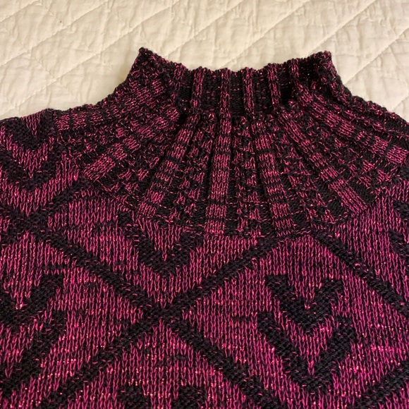 Vintage sweater 70s or 80s purple and black mock turtleneck - Picture 1 of 8